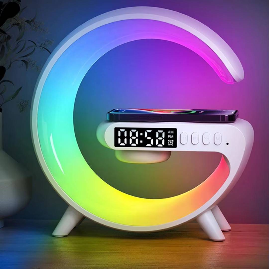 G63 G-Shaped LED Lamp Wireless Speaker With Digital Clock